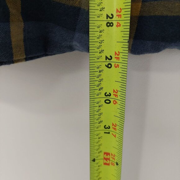 REI Cooperative Men's XL Blue & Yellow Plaid Flannel Shirt Sportsman Camping - Picture 7 of 8